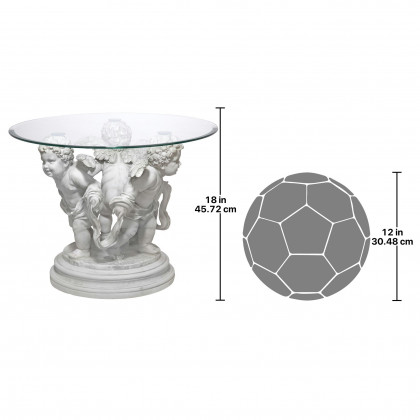 Toscano - Bernini Cherubs Sculptural Table in Antique Stone, Designer Resin