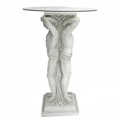 Toscano - Hermitage Atlantes Pedestal Table in Antique Stone, Designer Resin