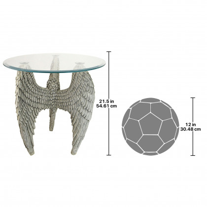 Toscano - Angel Wings at Our Feet Sculptural Table in Antique Stone, Designer Resin