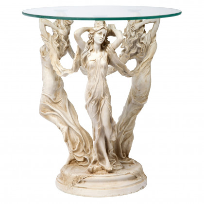 Toscano - Three Muses of Ancient Greece Sculptural Table in Antique Stone, Designer Resin