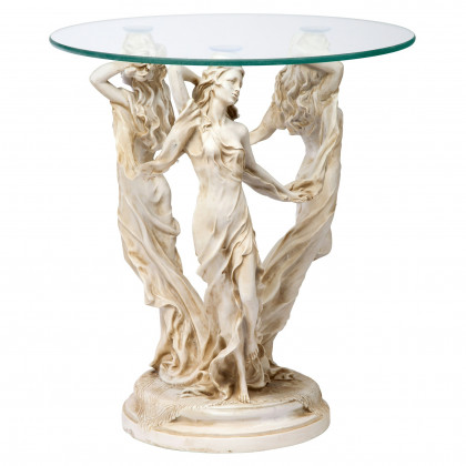 Toscano - Three Muses of Ancient Greece Sculptural Table in Antique Stone, Designer Resin