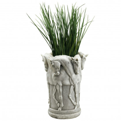 Toscano Six Stallions of the Hippodrome Horse Sculptural Vase - Stone