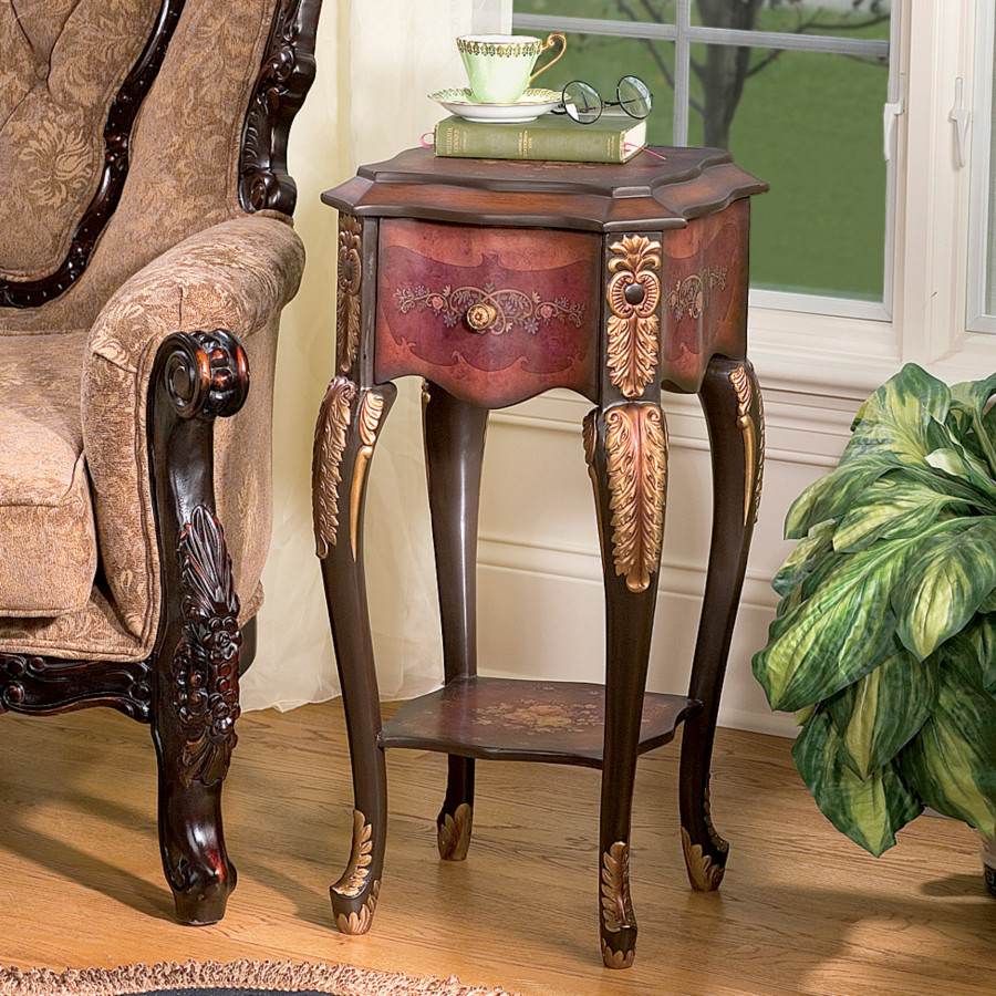 Toscano - Floral Bouquet Chiffoniere Side Table in Desinger Resin