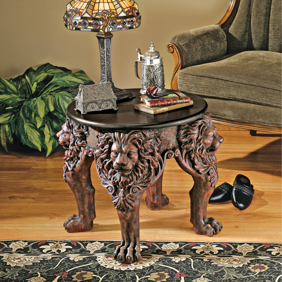 Toscano - Lord Raffles Lion Leg Gothic Sculptural Side Table in Designer Resin