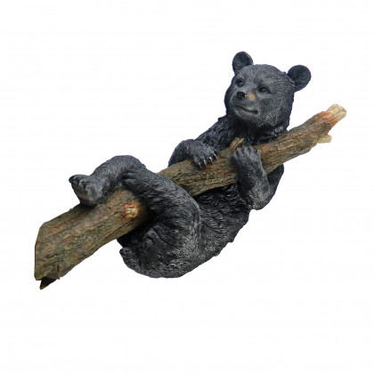 Toscano Up a Tree Black Bear Tree Hugger Cub Statue - Hanging Bear Cub