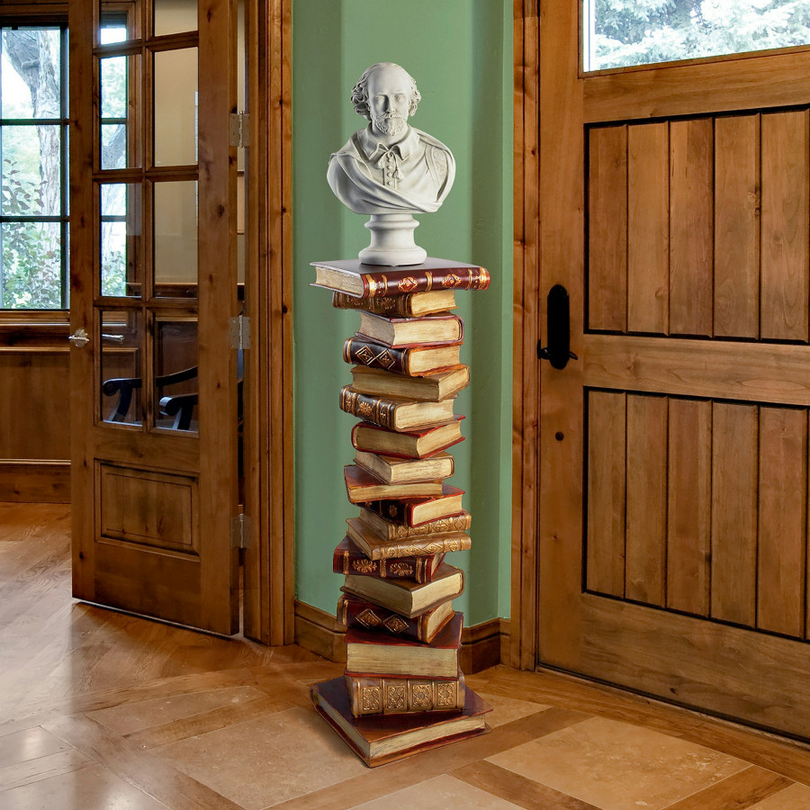 Toscano - Power of Books Sculptural Pedestal Column in Designer Resin