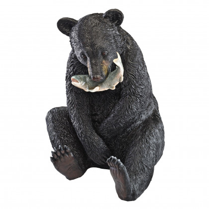 Toscano - The Expert Fisherman Black Bear Statue