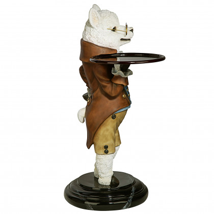 Toscano - Alfred the Alpaca Butler at Your Service Sculptural Pedestal Table in Designer Resin