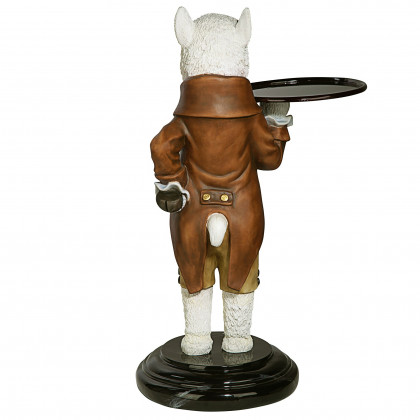 Toscano - Alfred the Alpaca Butler at Your Service Sculptural Pedestal Table in Designer Resin