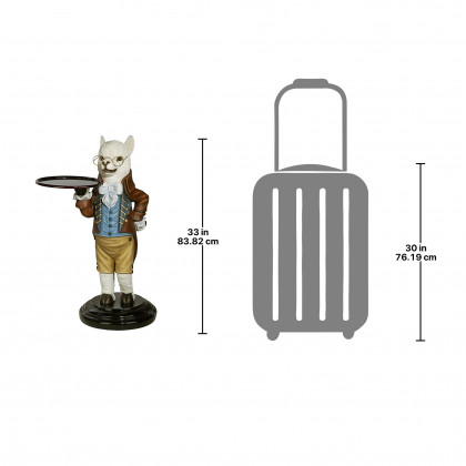 Toscano - Alfred the Alpaca Butler at Your Service Sculptural Pedestal Table in Designer Resin