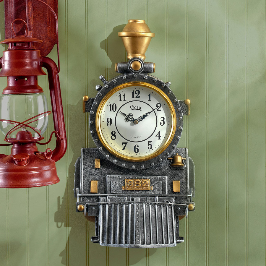 Toscano - Casey Jones Steam Locomotive Train Sculptural Wall Clock