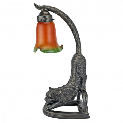 Toscano - Crouching Cat Flexing Feline Illuminated Sculpture