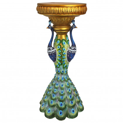 Toscano - Great Ruler Peacock Sculptural Pedestal Column in Designer Resin