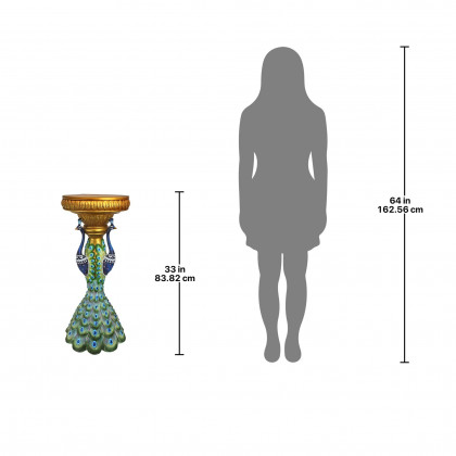 Toscano - Great Ruler Peacock Sculptural Pedestal Column in Designer Resin