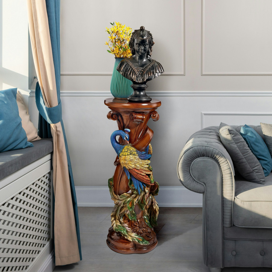 Toscano - Chateau de Saumer Peacock Sculptural Pedestal