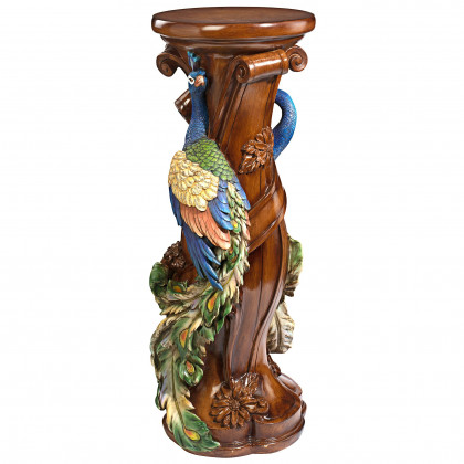 Toscano - Chateau de Saumer Peacock Sculptural Pedestal