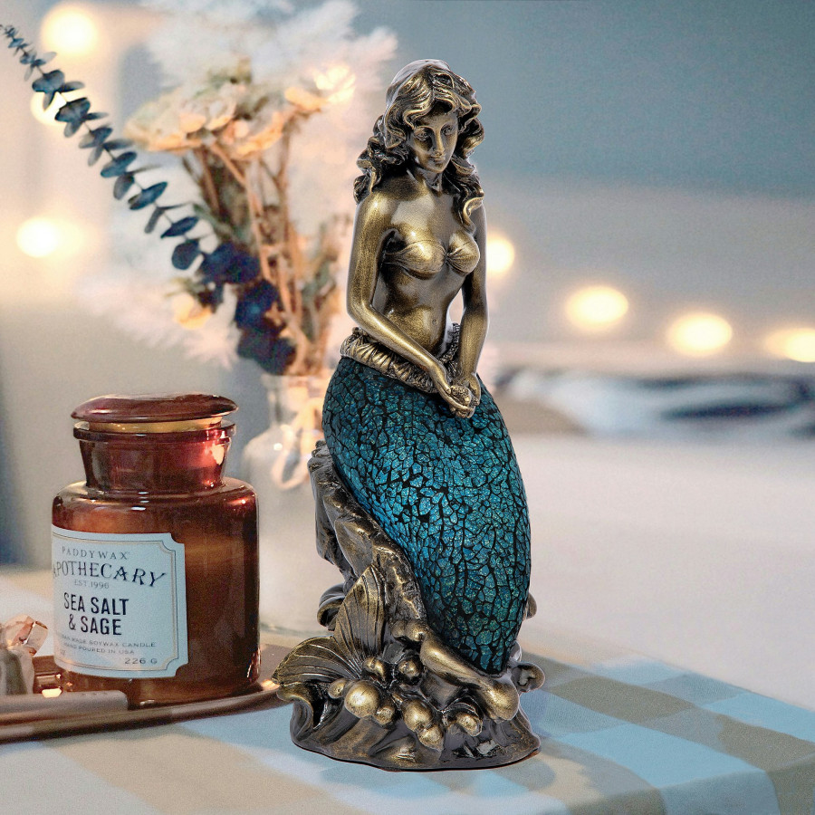 Toscano - Ocean Mermaid Illuminated Mosaic Glass Statue