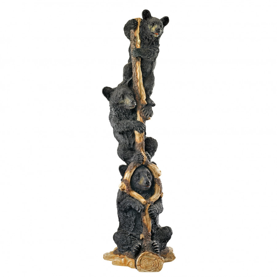 Toscano - Black Bear Cubs Up a Tree Statue