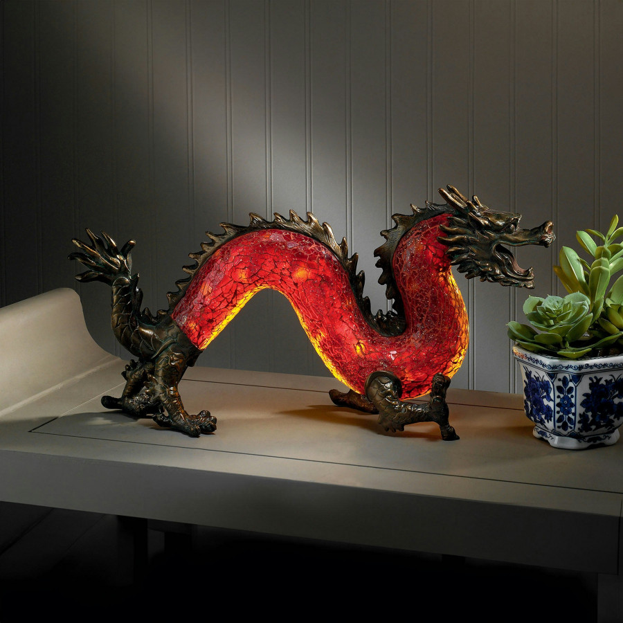 Toscano - Dragon Dance of Light Illuminated Mosaic Glass Statue