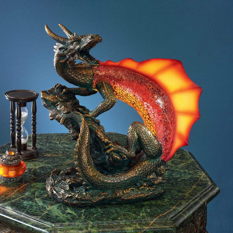 Toscano - Viper the Serpent Dragon Illuminated Mosaic Sculpture