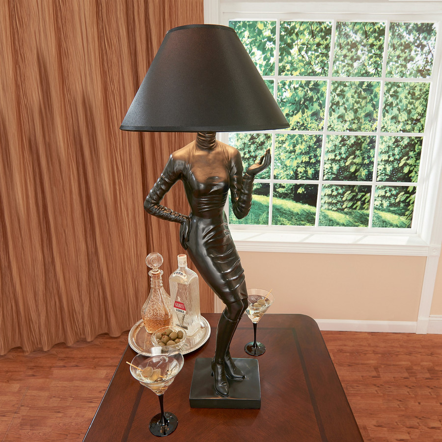 Toscano - Mademoiselle Haute Couture Table Lamp in Black, Designer Resin