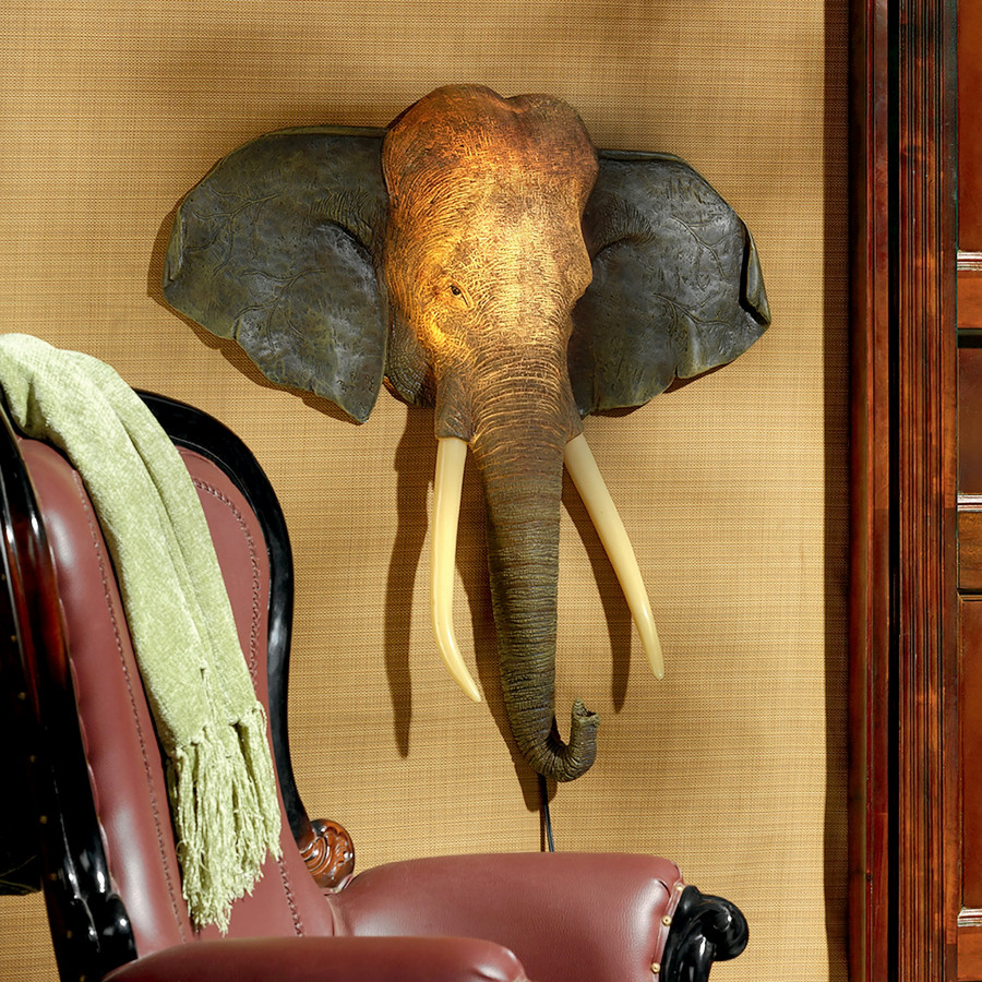 Toscano - Herd Chieftain Elephant Illuminated Wall Sculpture