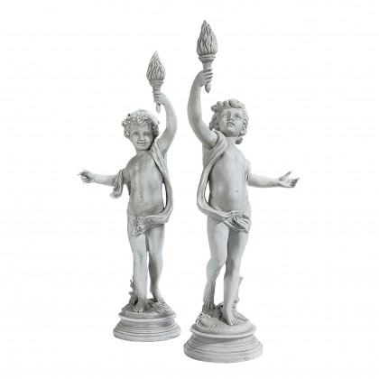 Toscano - Lighting the Heavens Grande Cherub Sentinel Statue Set
