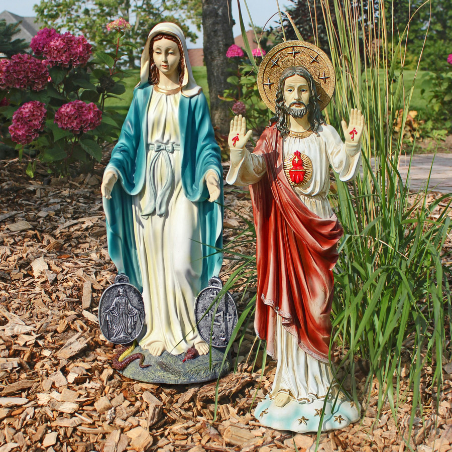 Toscano - Set of 2 Italian-Style Devotional Art Jesus and Mary Sculptures