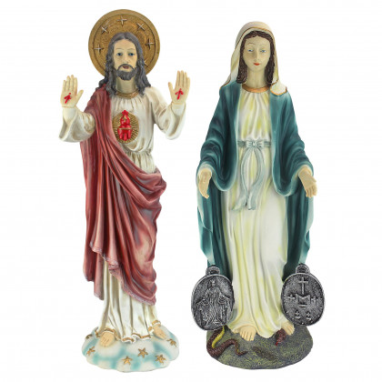 Toscano - Set of 2 Italian-Style Devotional Art Jesus and Mary Sculptures
