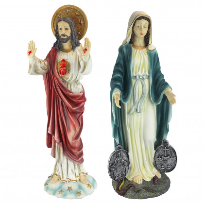 Toscano - Set of 2 Italian-Style Devotional Art Jesus and Mary Sculptures