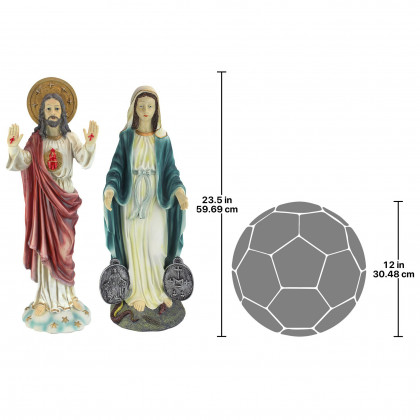 Toscano - Set of 2 Italian-Style Devotional Art Jesus and Mary Sculptures