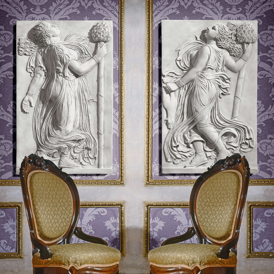 Toscano - Set of 2 Dancing Greek Maenads with Thyrsus Wall Friezes