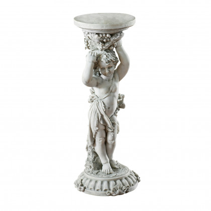 Toscano Sous la Vigne Sculptural Cherub Pedestal - Stone Finish