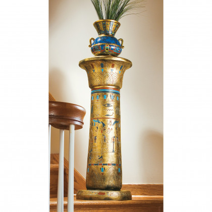 Toscano - Golden Pedestal of the Egyptian Kings Sculptural Column in Designer Resin