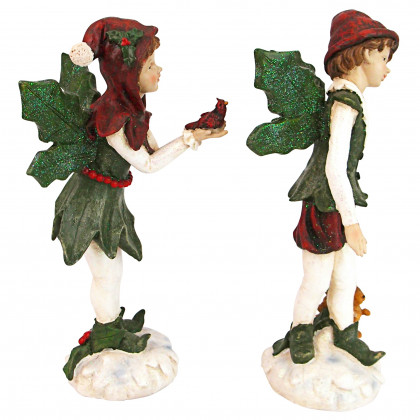 Toscano - Santa Victorian Holly Christmas Elves Statue Set