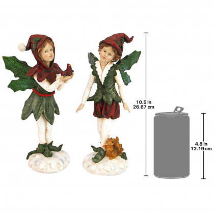 Toscano - Santa Victorian Holly Christmas Elves Statue Set