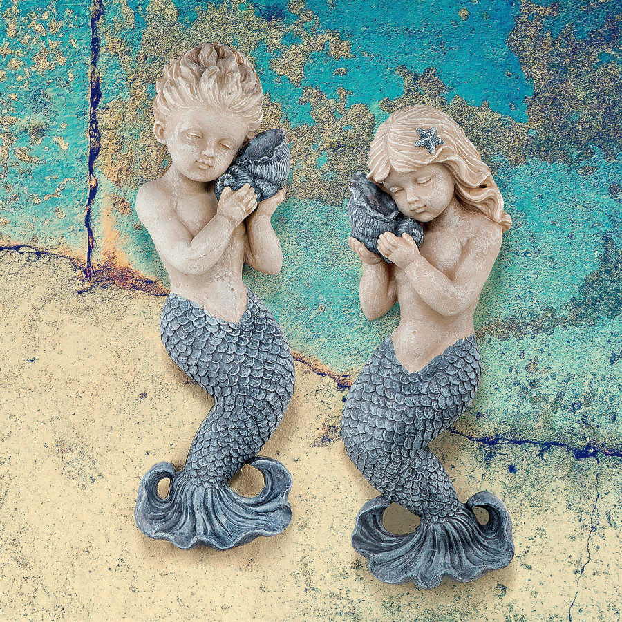 Toscano - Set of 2 Sounds of the Sea Mermaid Wall Sculptures