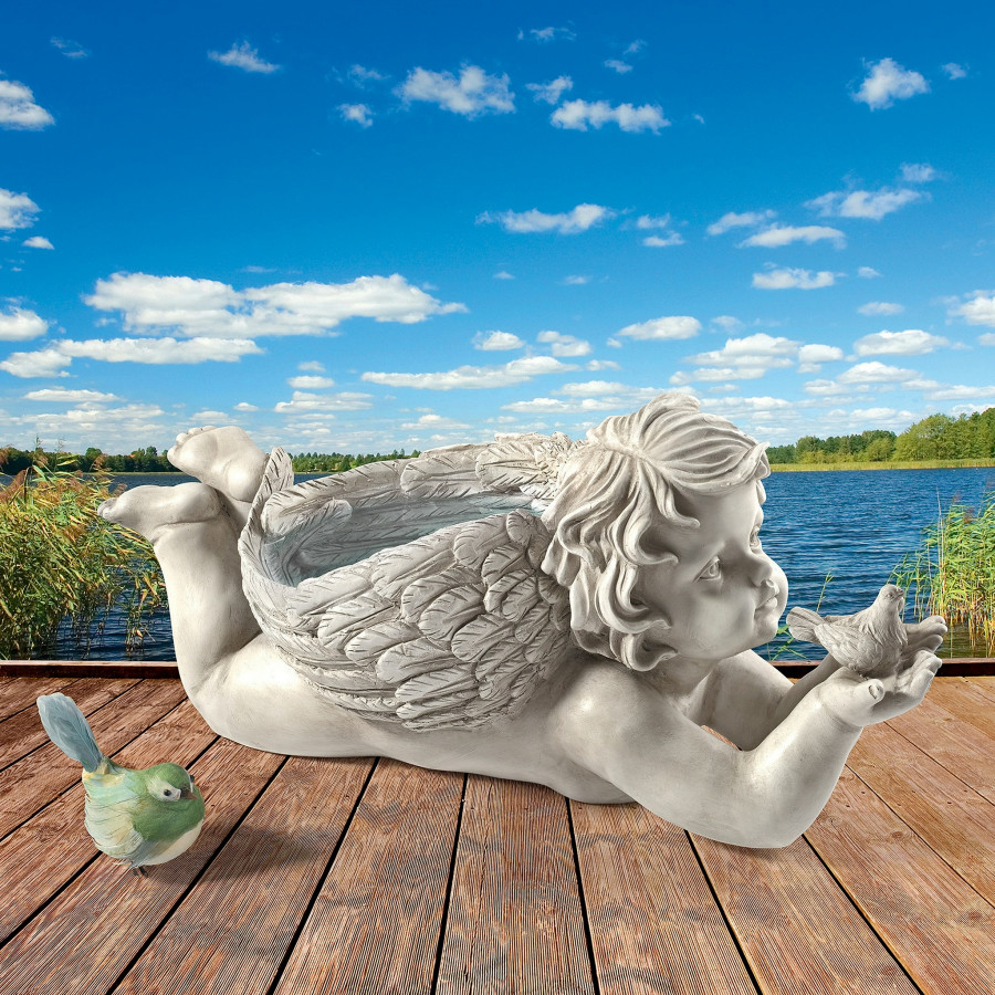 Toscano - God Messenger Cherub with Bird Angel Statue