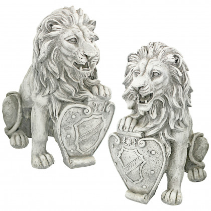 Toscano - Set of 2 Roaring Beasts of Castello di Rocca Lion Sentinel Statues