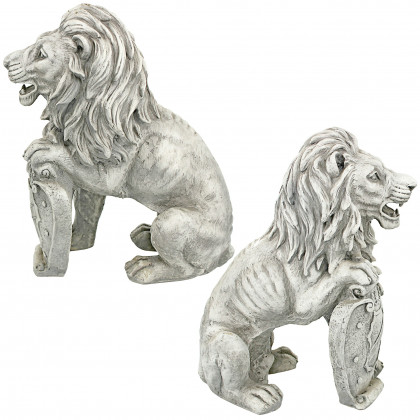 Toscano - Set of 2 Roaring Beasts of Castello di Rocca Lion Sentinel Statues