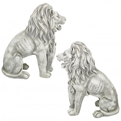 Toscano - Set of 2 Roaring Beasts of Castello di Rocca Lion Sentinel Statues