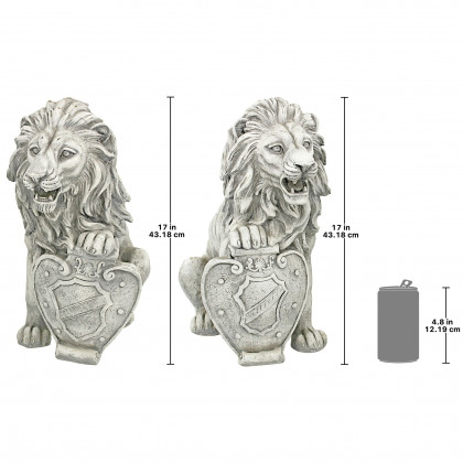 Toscano - Set of 2 Roaring Beasts of Castello di Rocca Lion Sentinel Statues