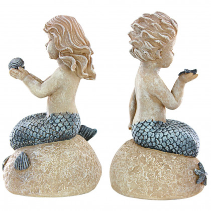Toscano - Set of 2 Jewels of the Deep Girl and Boy Mermaid Statues