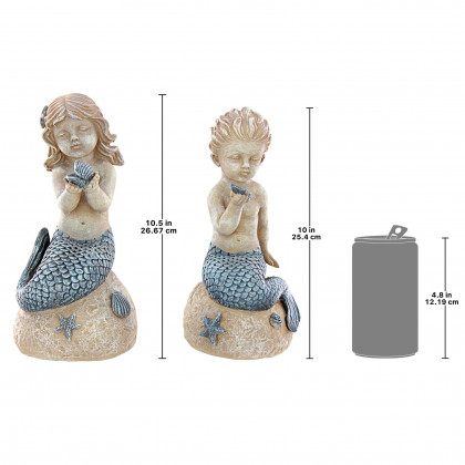 Toscano - Set of 2 Jewels of the Deep Girl and Boy Mermaid Statues