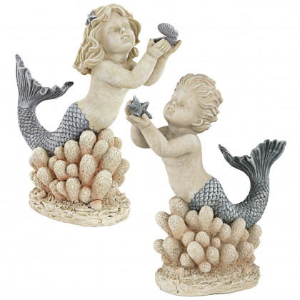 Toscano - Set of 2 Gifts from the Sea Mermaid and Merboy Statues
