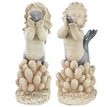 Toscano - Set of 2 Gifts from the Sea Mermaid and Merboy Statues
