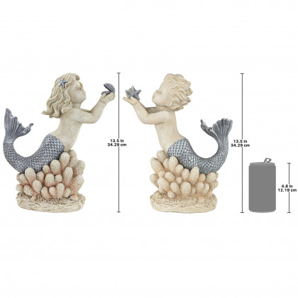 Toscano - Set of 2 Gifts from the Sea Mermaid and Merboy Statues