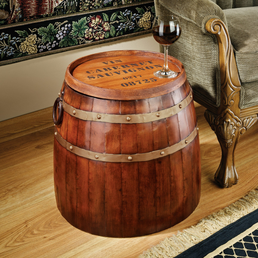 Toscano - French Wine Barrel Side Table in Steel