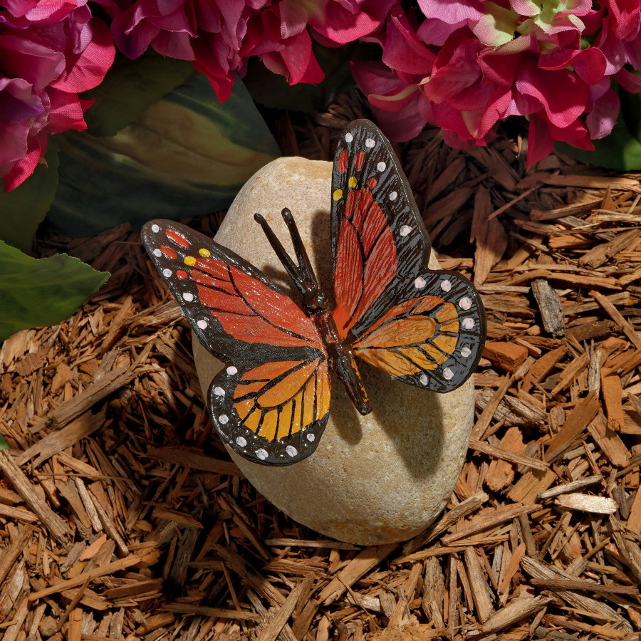 Toscano - Viceroy Monarch Butterfly on Rock Statue