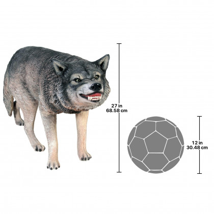 Toscano - Call of the Wild Growling Gray Wolf Statue